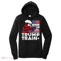Trump 2024 All Aboard The Trump Train Usa American Flag Women's Hoodie thumb 0