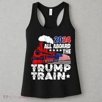 Trump 2024 All Aboard The Trump Train Usa American Flag Women's Tank Top thumb 3