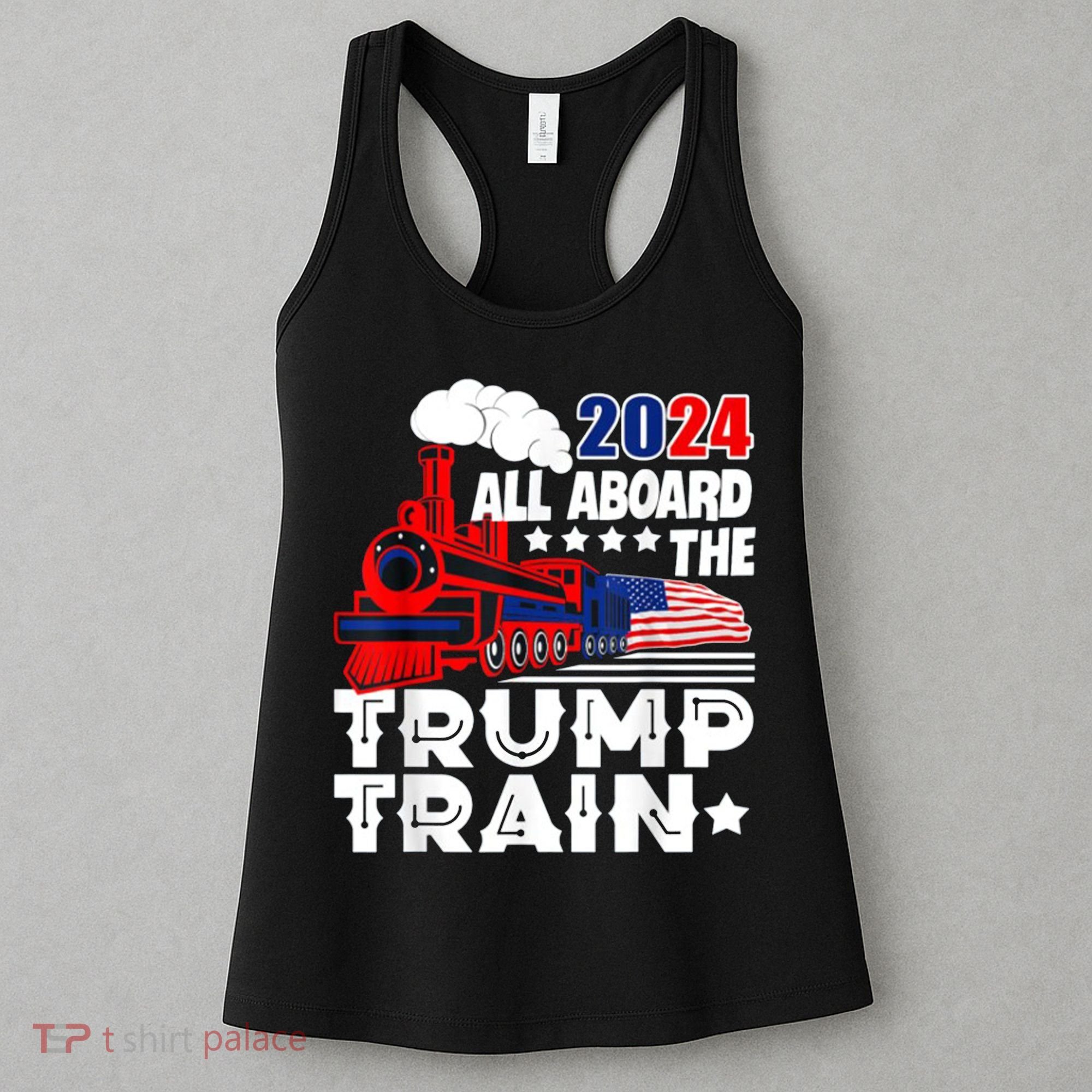 Trump 2024 All Aboard The Trump Train Usa American Flag Women's Tank Top