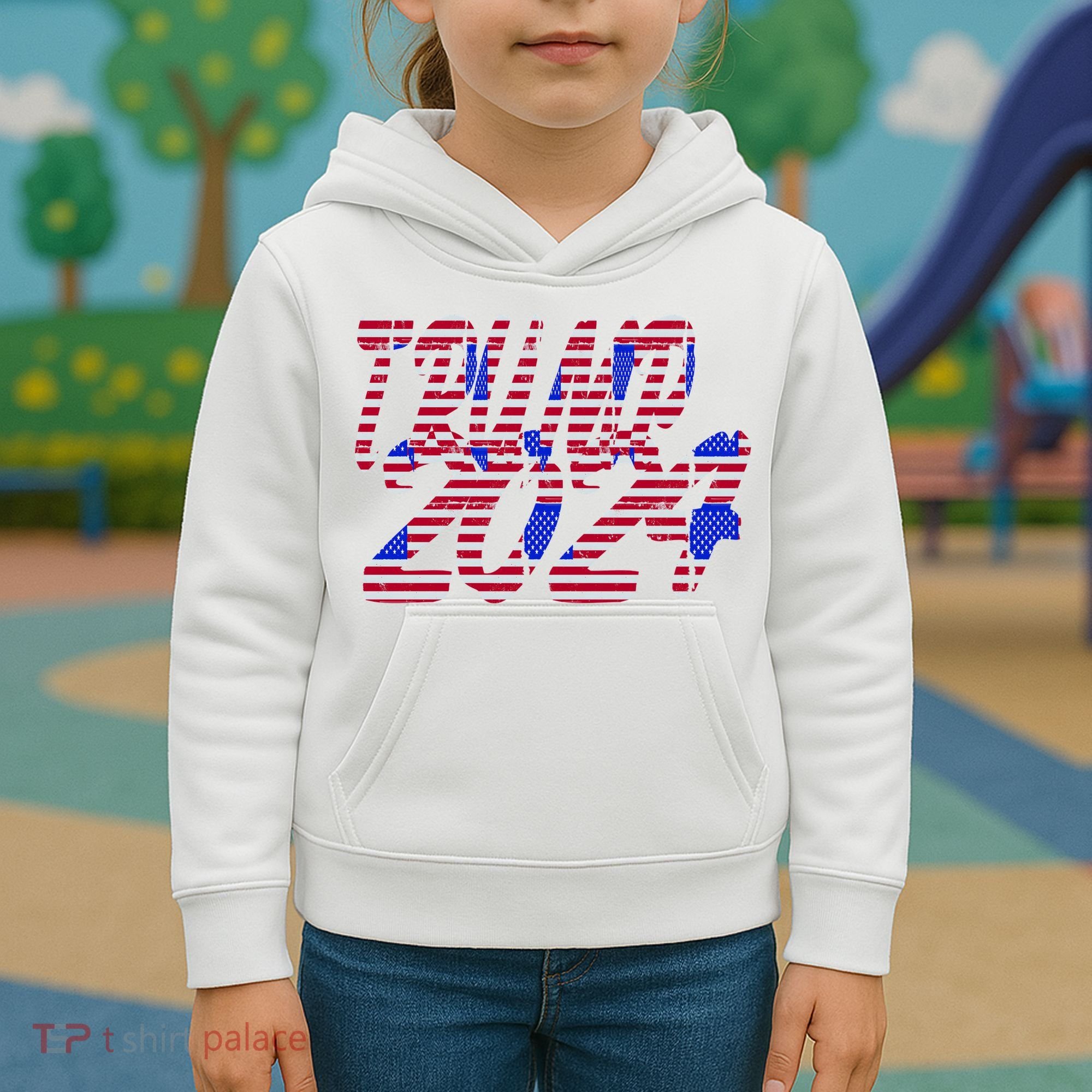 Trump 2024 American Grunge Style Kids Hoodie