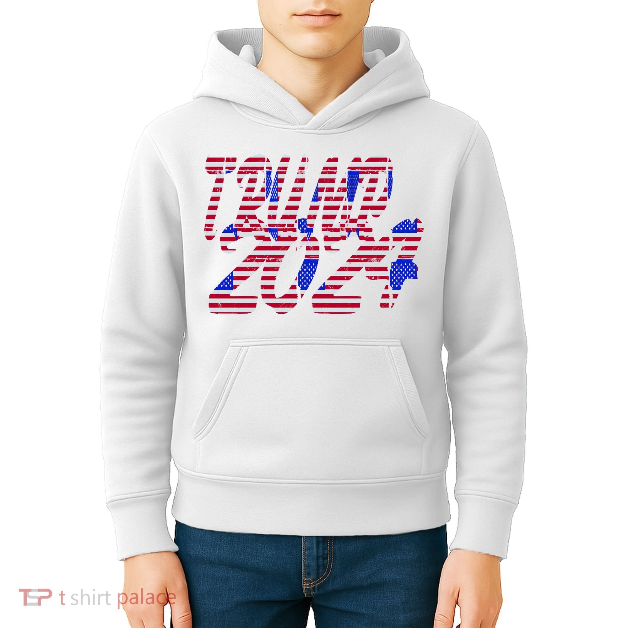 Trump 2024 American Grunge Style Kids Hoodie