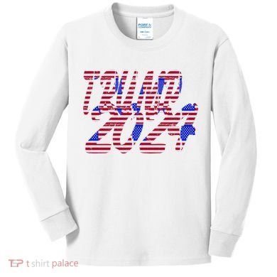 Trump 2024 American Grunge Style Kids Long Sleeve Shirt
