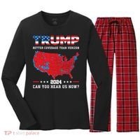Trump 2024 Better Coverage Than Verizon Can You Hear Us Now Women's Long Sleeve Flannel Pajama Set  thumb 0