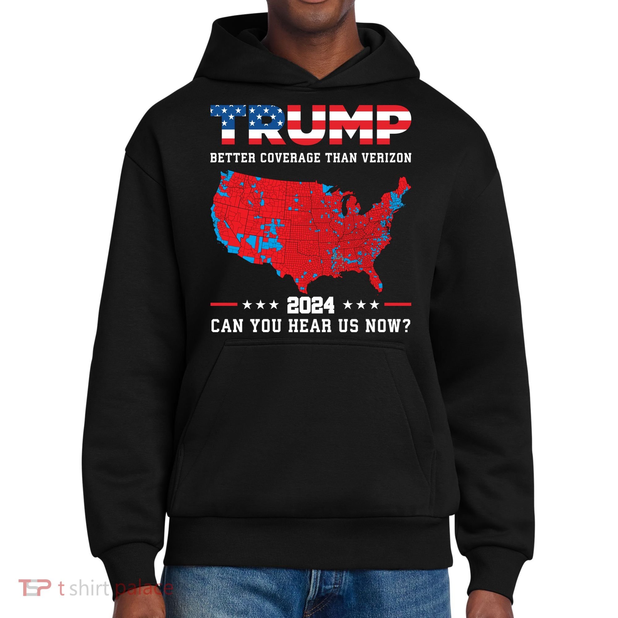 Trump 2024 Better Coverage Than Verizon Can You Hear Us Now District V.I.T. Heavyweight Hoodie