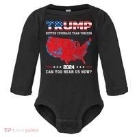Trump 2024 Better Coverage Than Verizon Can You Hear Us Now Baby Long Sleeve Bodysuit thumb 0
