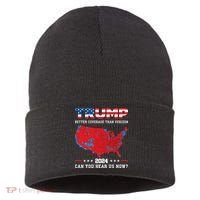 Trump 2024 Better Coverage Than Verizon Can You Hear Us Now Sustainable Knit Beanie thumb 0