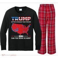 Trump 2024 Better Coverage Than Verizon Can You Hear Us Now Kids Long Sleeve Plaid Pajama Set thumb 0