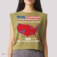 Trump 2024 Better Coverage Than Verizon Can You Hear Us Now Garment-Dyed Women's Muscle Tee thumb 2