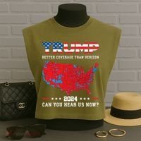 Trump 2024 Better Coverage Than Verizon Can You Hear Us Now Garment-Dyed Women's Muscle Tee thumb 3