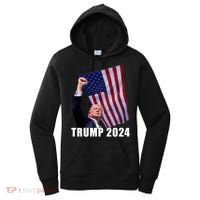 Trump 2024 Bullet Flag Fist Election Women's Hoodie thumb 0