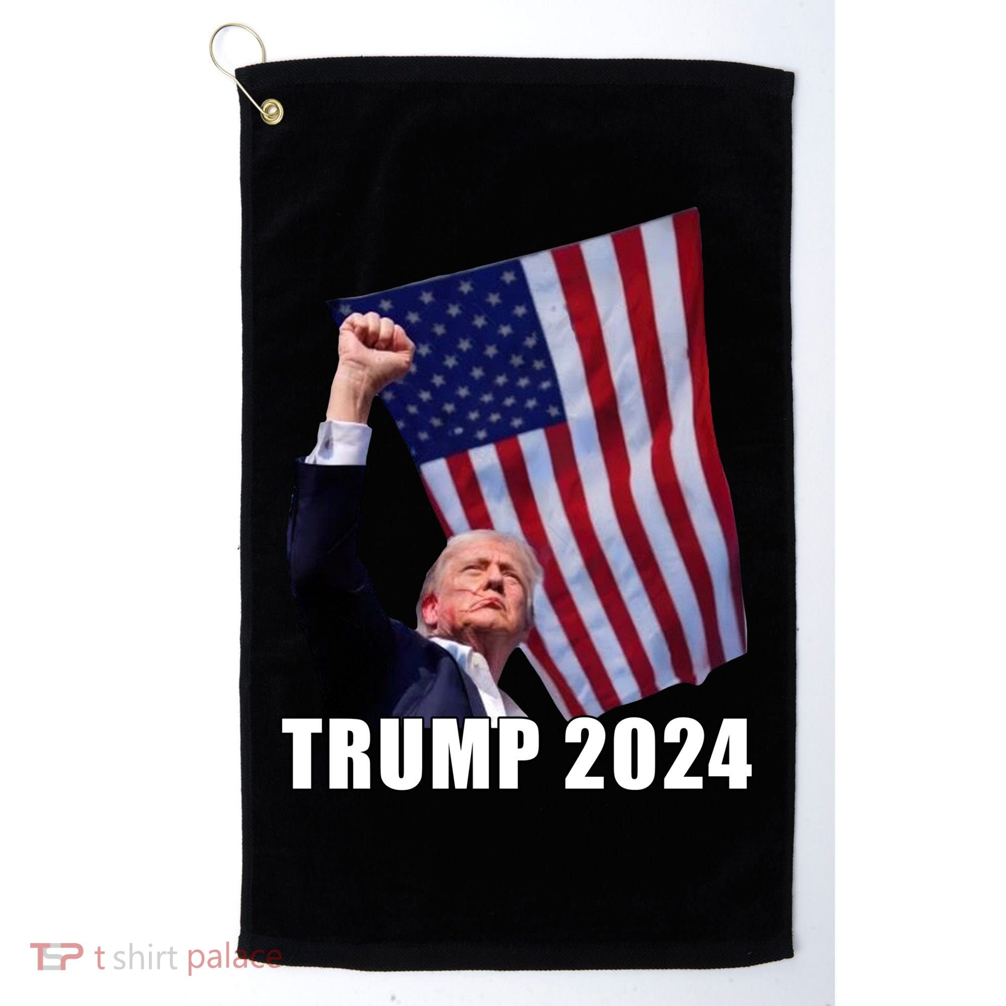 Trump 2024 Bullet Flag Fist Election Golf Towel