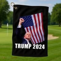 Trump 2024 Bullet Flag Fist Election Golf Towel thumb 1