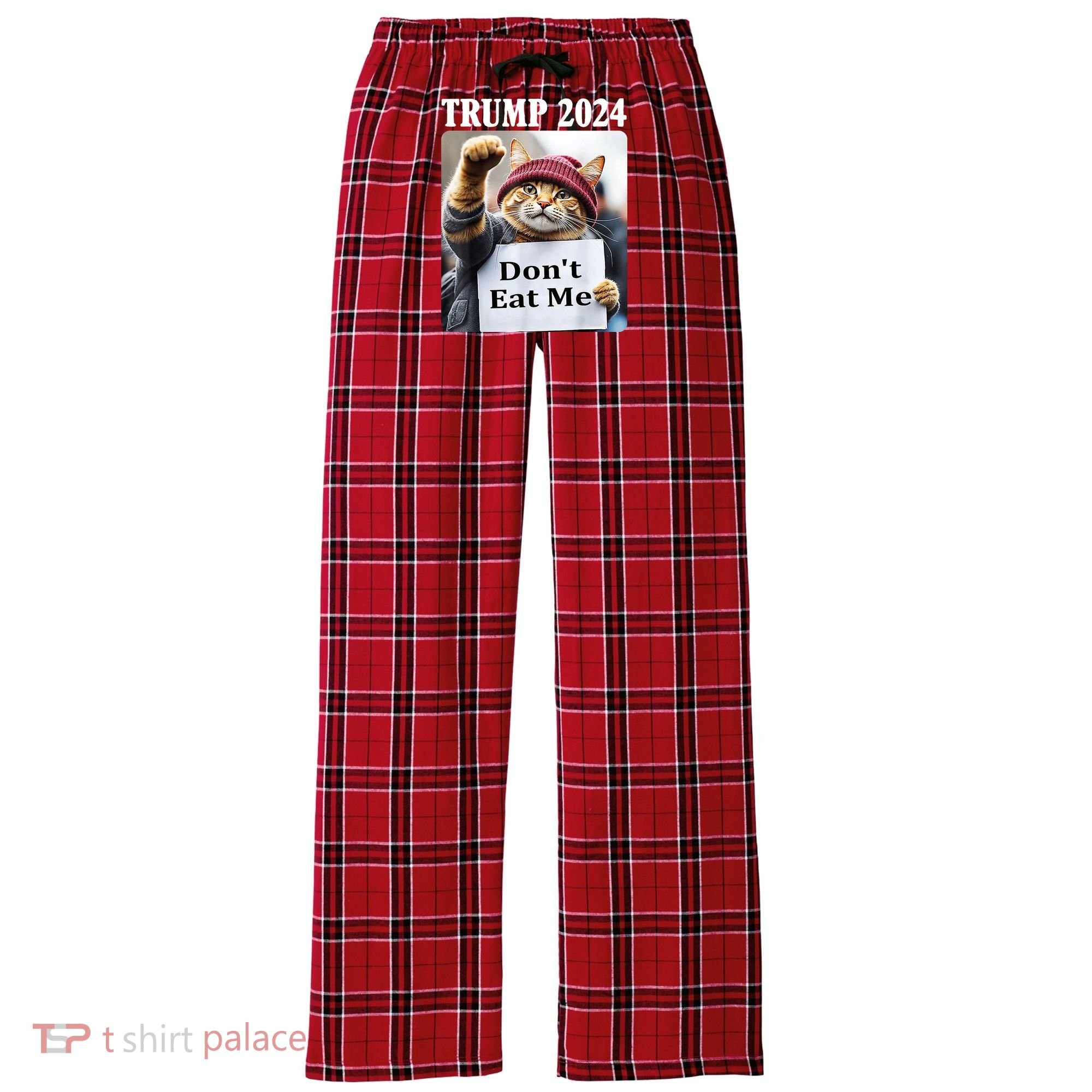 Trump 2024 Dont Eat Me Funny Cat Election Women's Flannel Plaid Pajama Pants