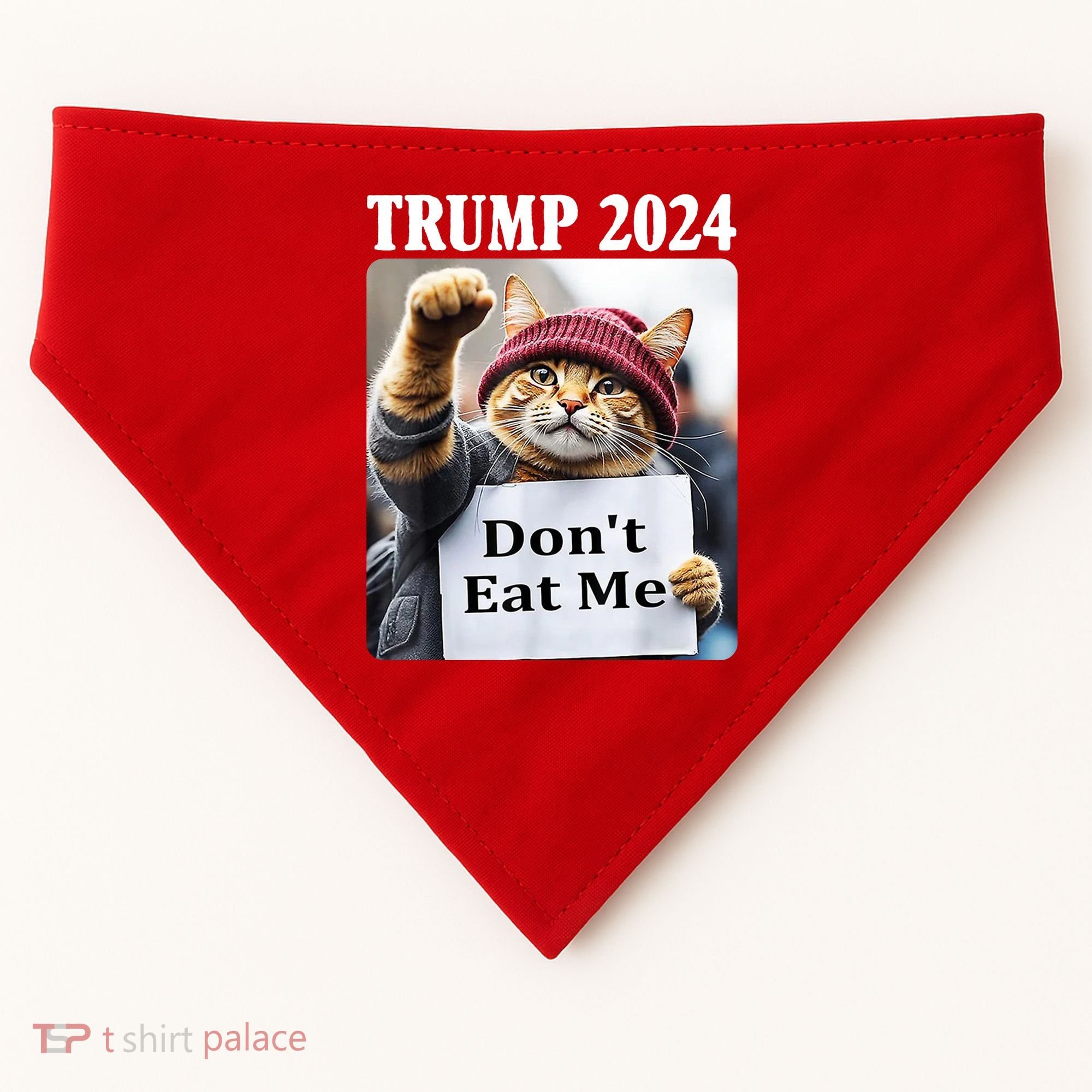 Trump 2024 Dont Eat Me Funny Cat Election USA-Made Doggie Bandana