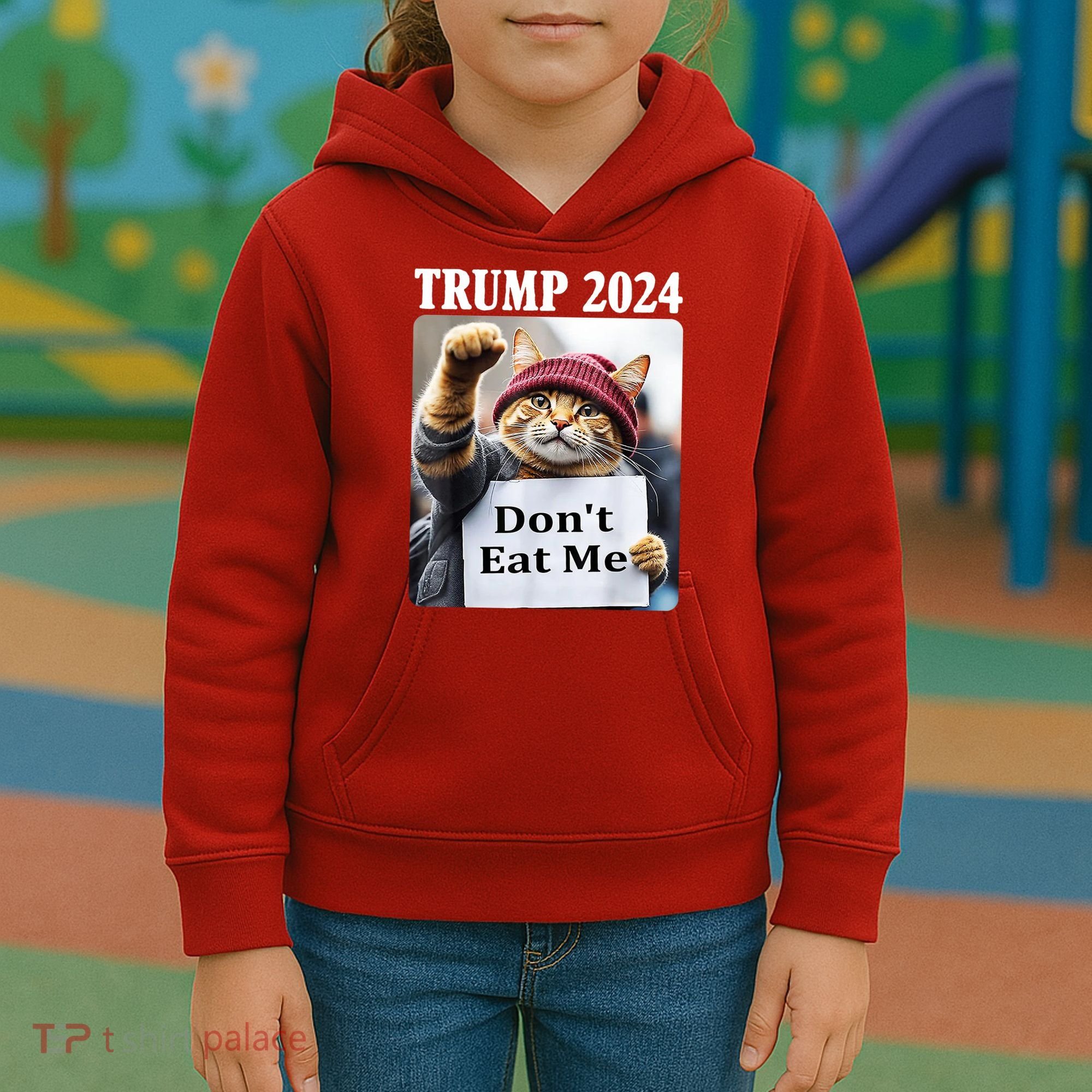 Trump 2024 Dont Eat Me Funny Cat Election Kids Hoodie
