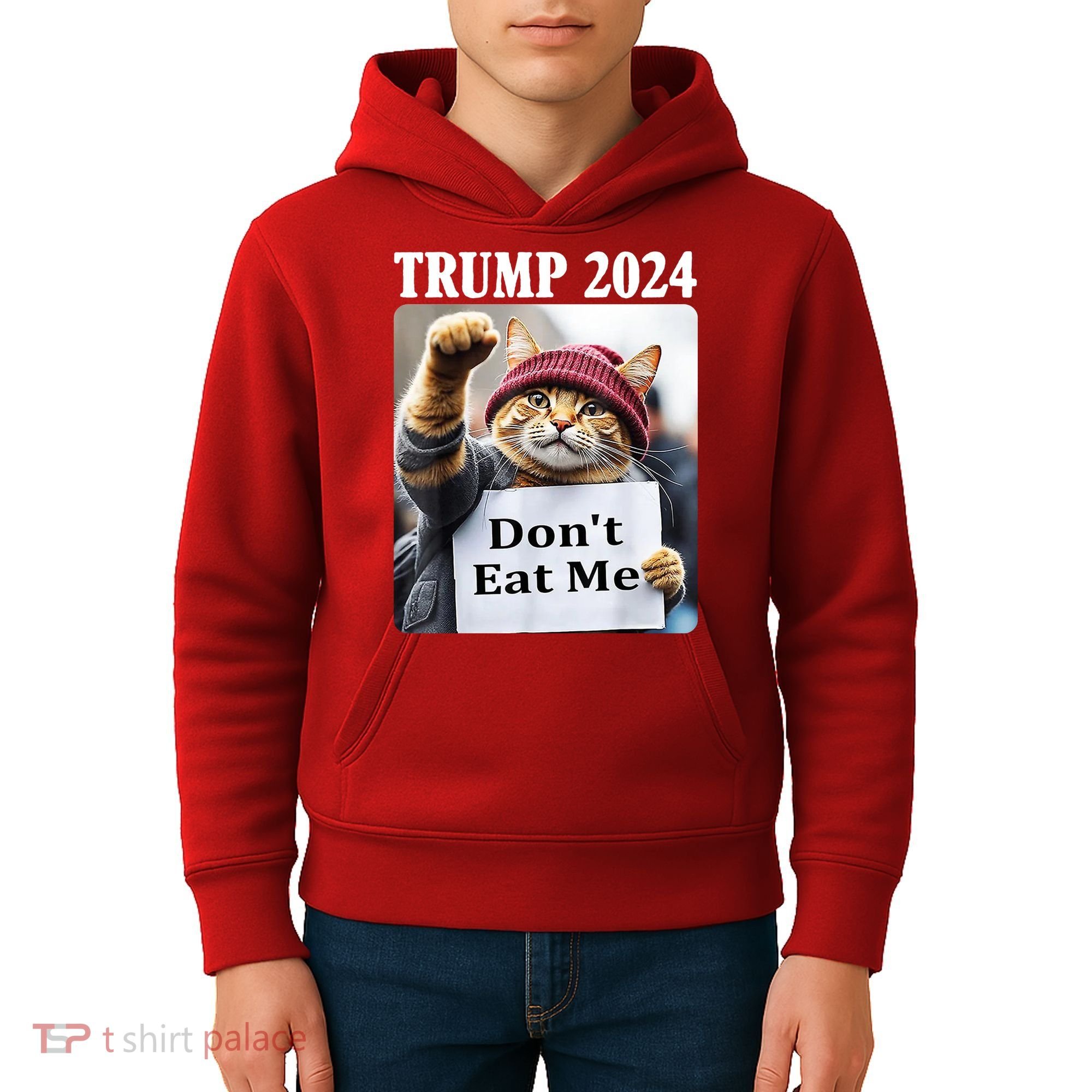 Trump 2024 Dont Eat Me Funny Cat Election Kids Hoodie