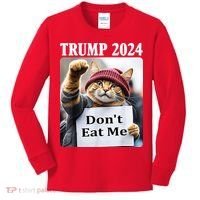 Trump 2024 Dont Eat Me Funny Cat Election Kids Long Sleeve Shirt thumb 0