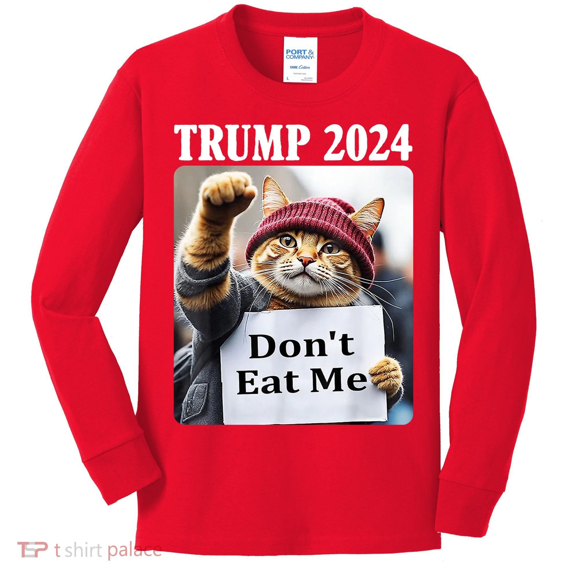 Trump 2024 Dont Eat Me Funny Cat Election Kids Long Sleeve Shirt