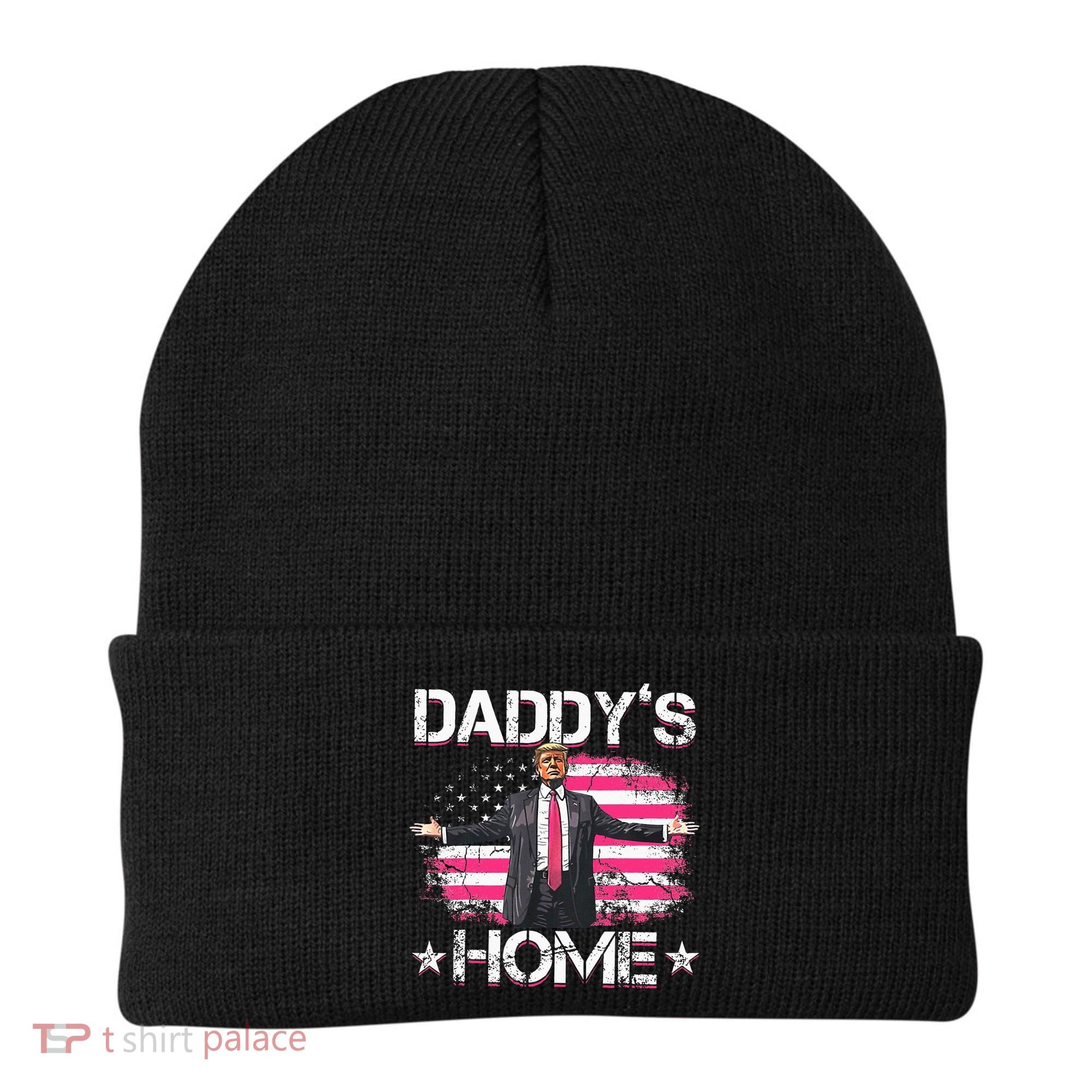 Trump 2024 Daddys Home Funny Trump Pink Beanie