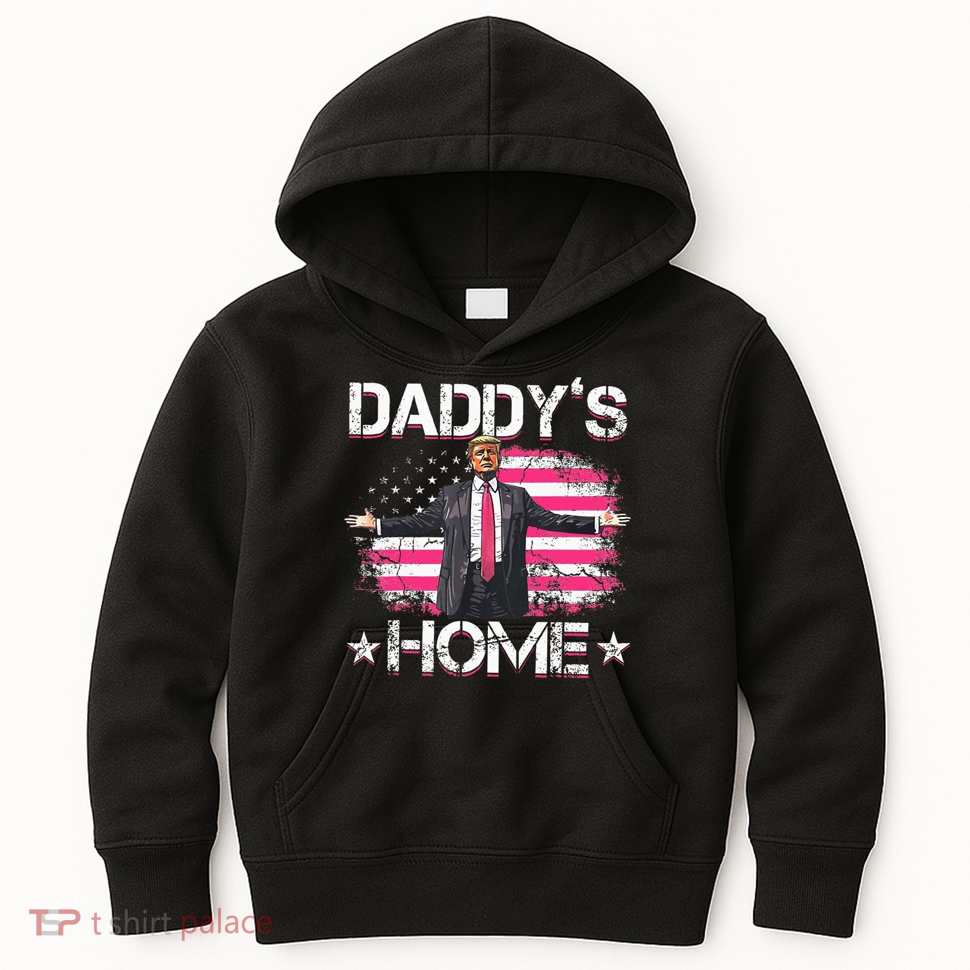 Trump 2024 Daddys Home Funny Trump Pink Kids Hoodie