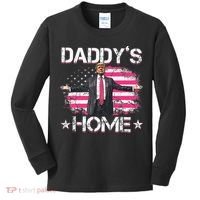 Trump 2024 Daddys Home Funny Trump Pink Kids Long Sleeve Shirt thumb 0