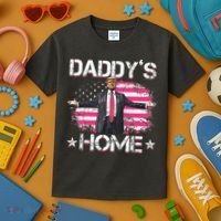 Trump 2024 Daddys Home Funny Trump Pink Kids T-Shirt thumb 3