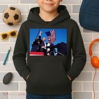 Trump 2024 Donald Trump Fist Pump Kids Hoodie thumb 2