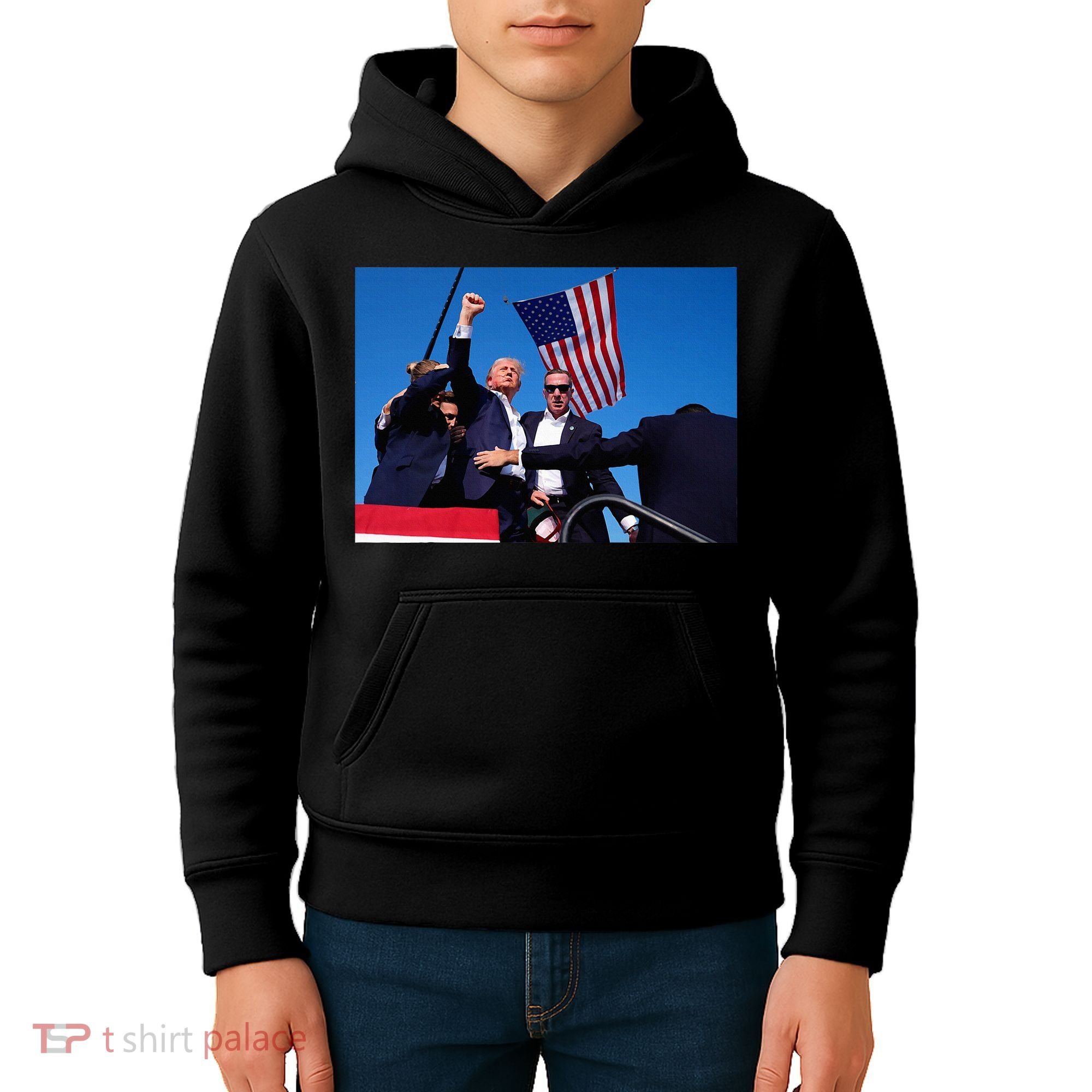 Trump 2024 Donald Trump Fist Pump Kids Hoodie