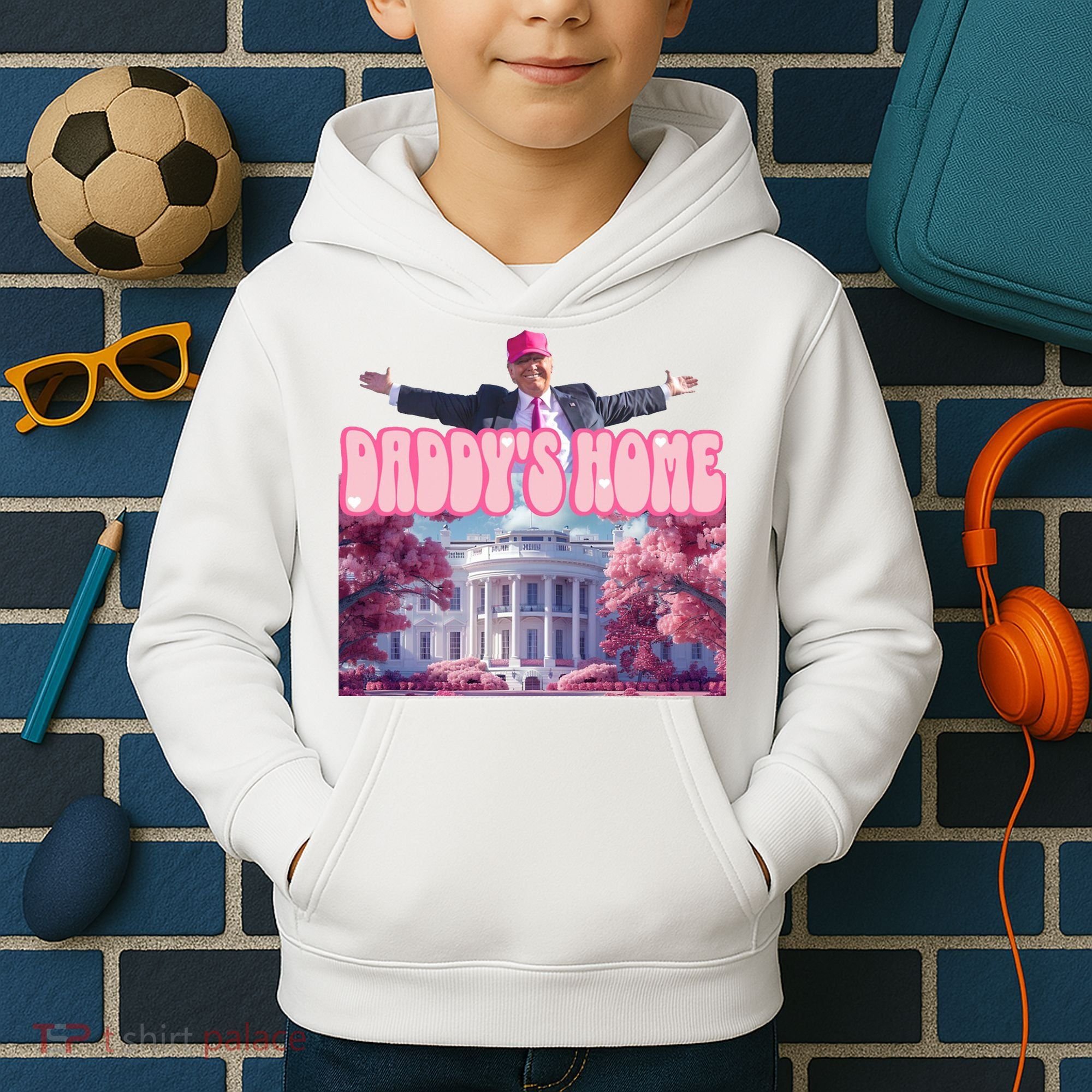Trump 2024 Daddys Home Pink Classic Kids Hoodie