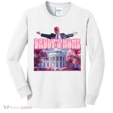 Trump 2024 Daddys Home Pink Classic Kids Long Sleeve Shirt
