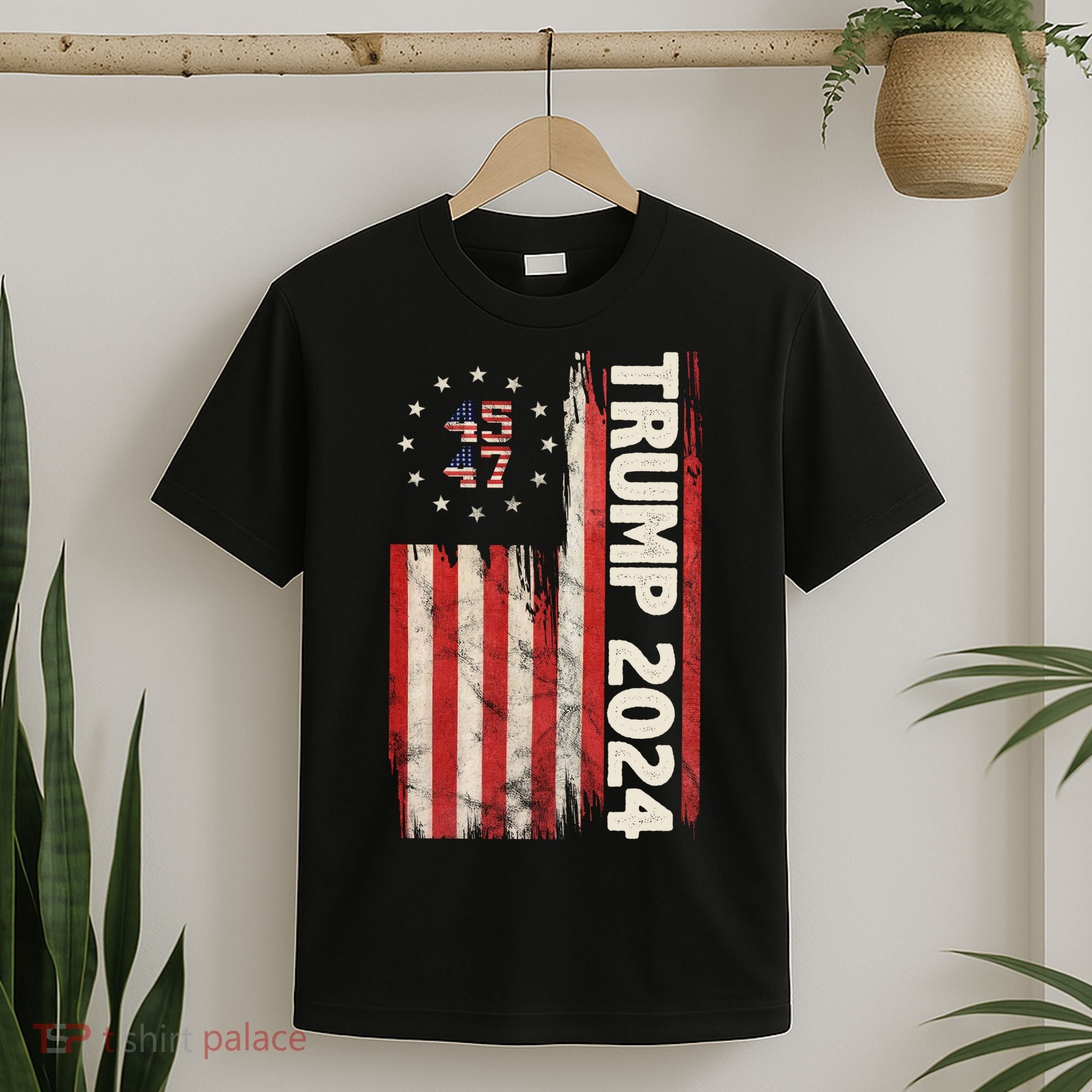 Trump 2024 Election 45 47 Vintage American Flag T-Shirt