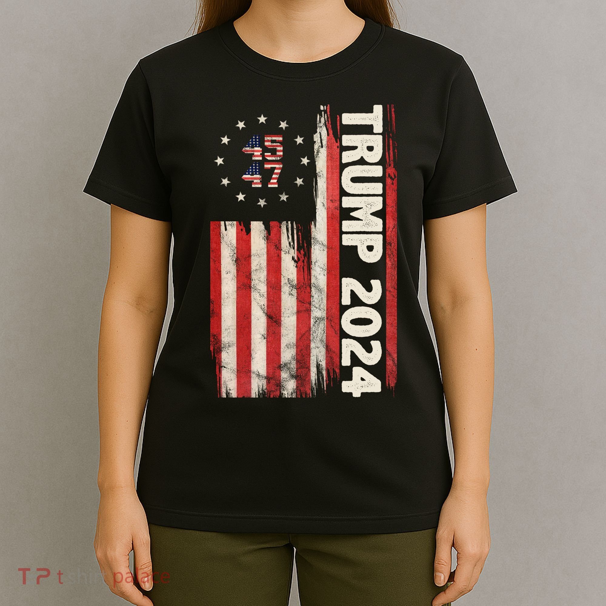 Trump 2024 Election 45 47 Vintage American Flag T-Shirt