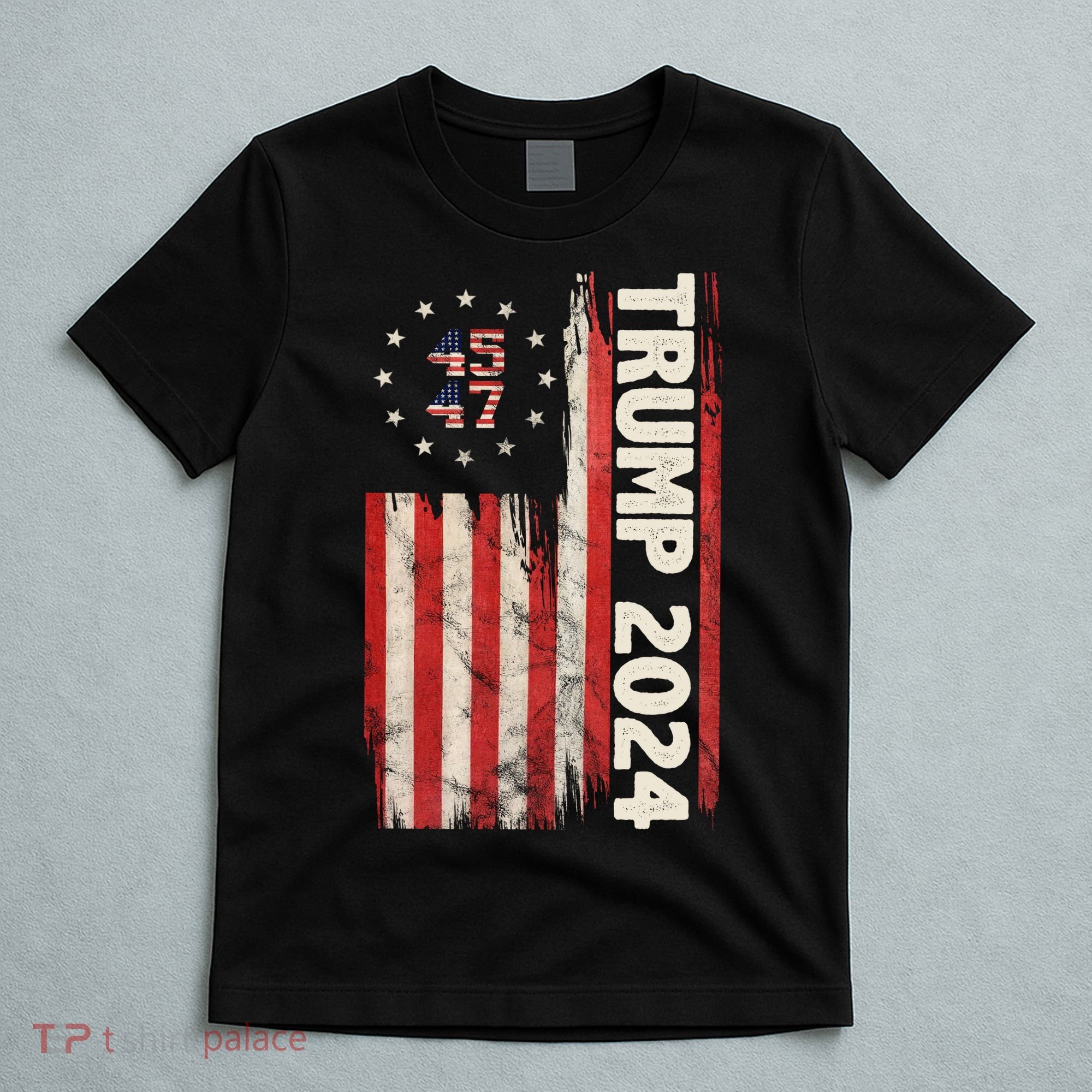 Trump 2024 Election 45 47 Vintage American Flag T-Shirt