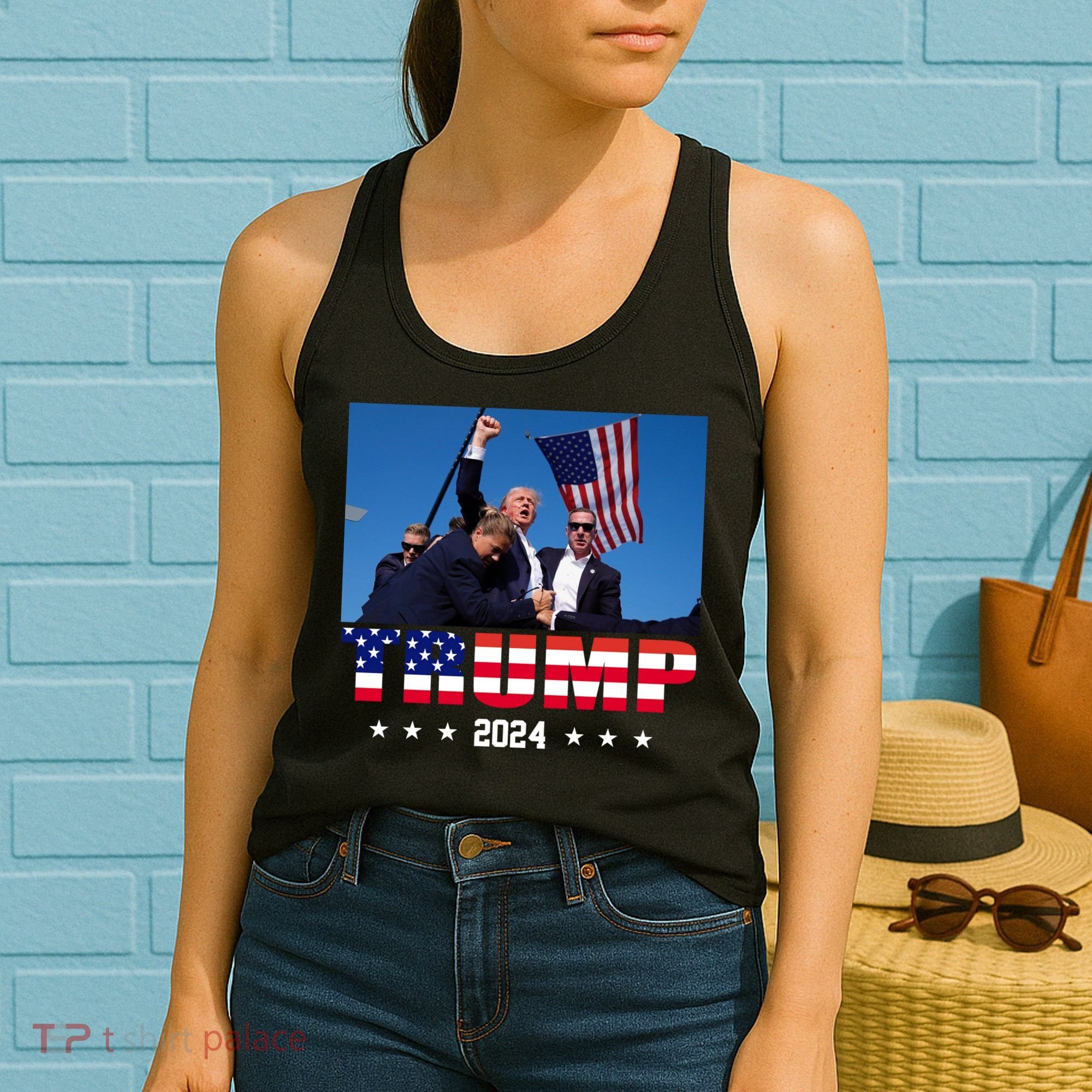 Trump 2024 Election Rally Photo Shooting Pennsylvania Women's Tank Top