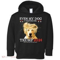 Trump 2024 Even My Dog Is Waiting For Trump 2024 Toddler Hoodie thumb 0