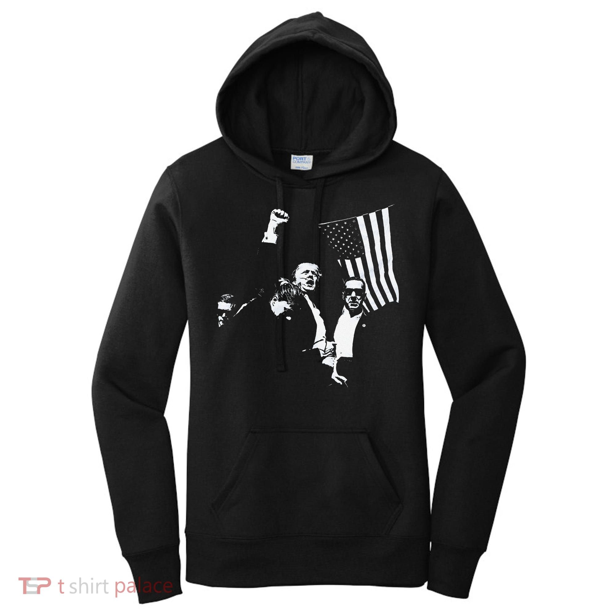 Trump 2024 Fear Not American Hero Fight Fight Fight Maga Gift Women's Hoodie