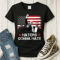 Trump 2024 Flag Haters Gonna Hate Pennsylvania Rally Trump Women's T-Shirt thumb 3
