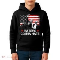 Trump 2024 Flag Haters Gonna Hate Pennsylvania Rally Trump Kids Hoodie thumb 4