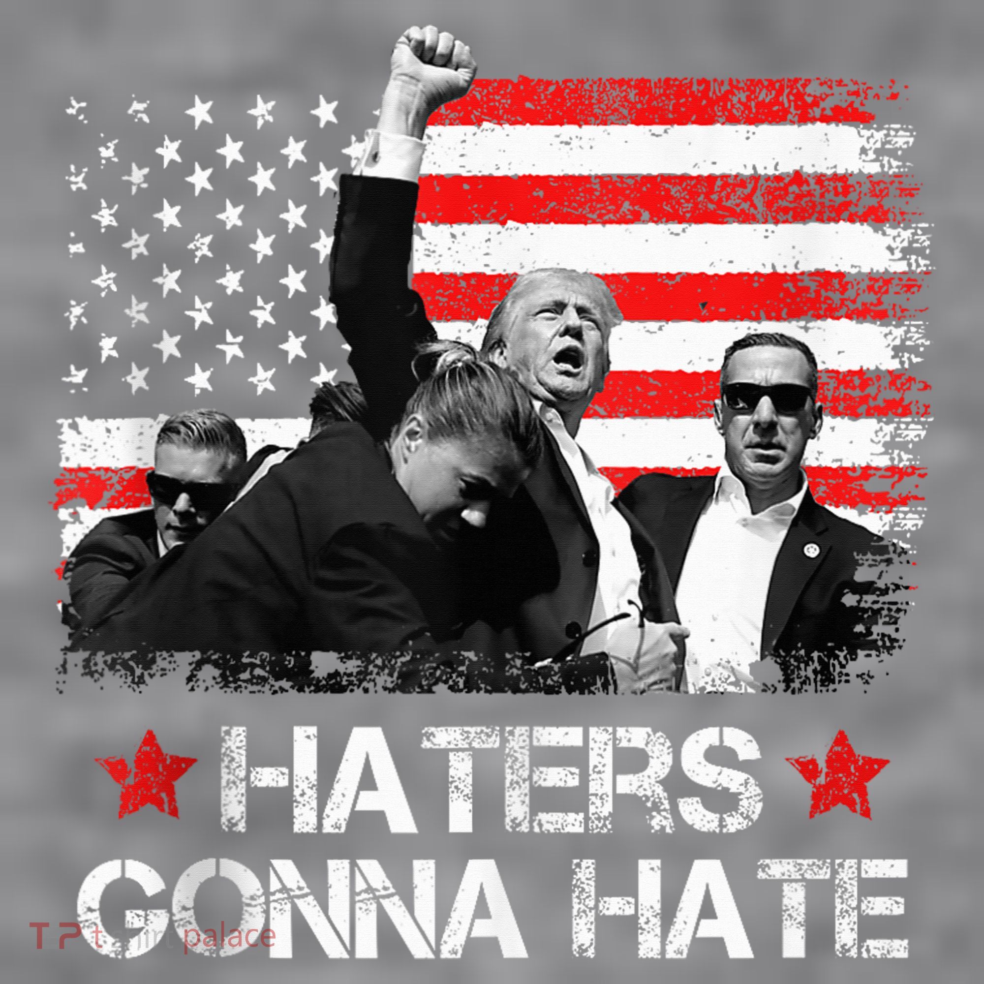 Trump 2024 Flag Haters Gonna Hate Pennsylvania Rally Trump Women's Racerback Cropped Tank