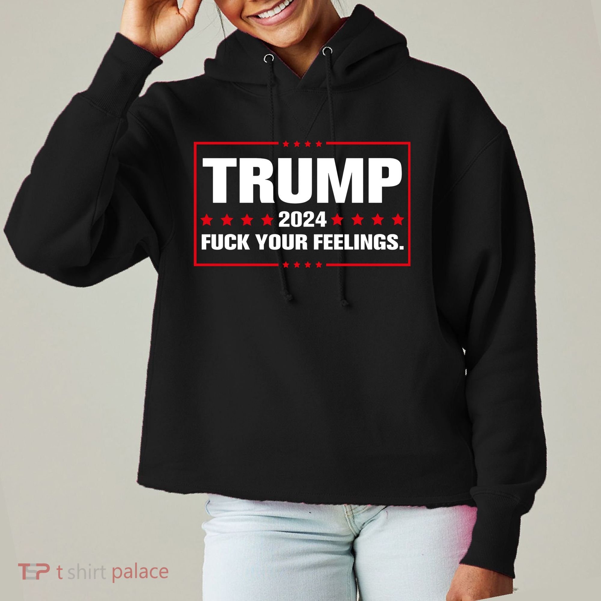 Trump 2024 Fuck Your Feelings Ladies Heavyweight Boxy Pullover Hoodie