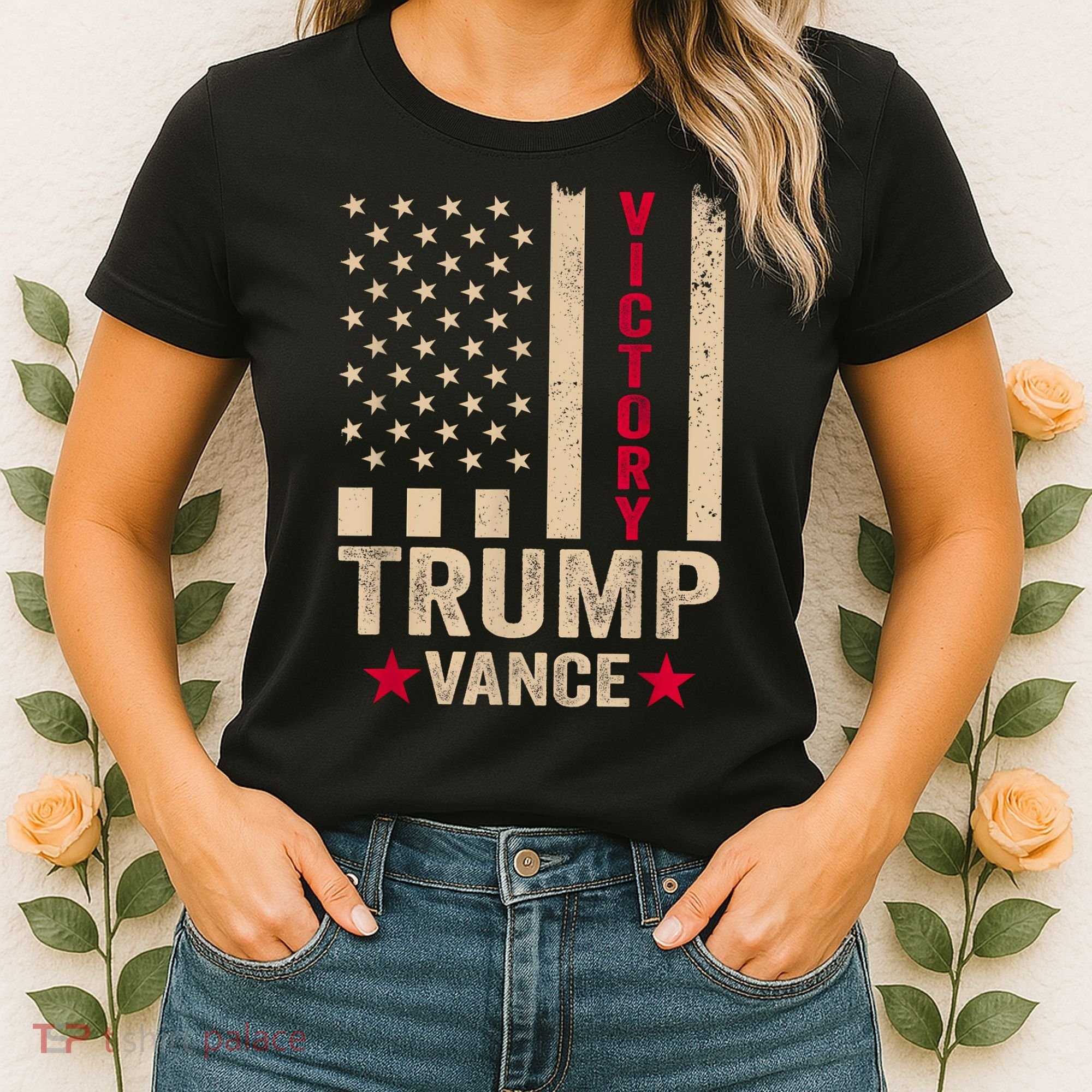 Trump 2024 Flag Victory J.D.Vance President 47 Trump Won Women's T-Shirt
