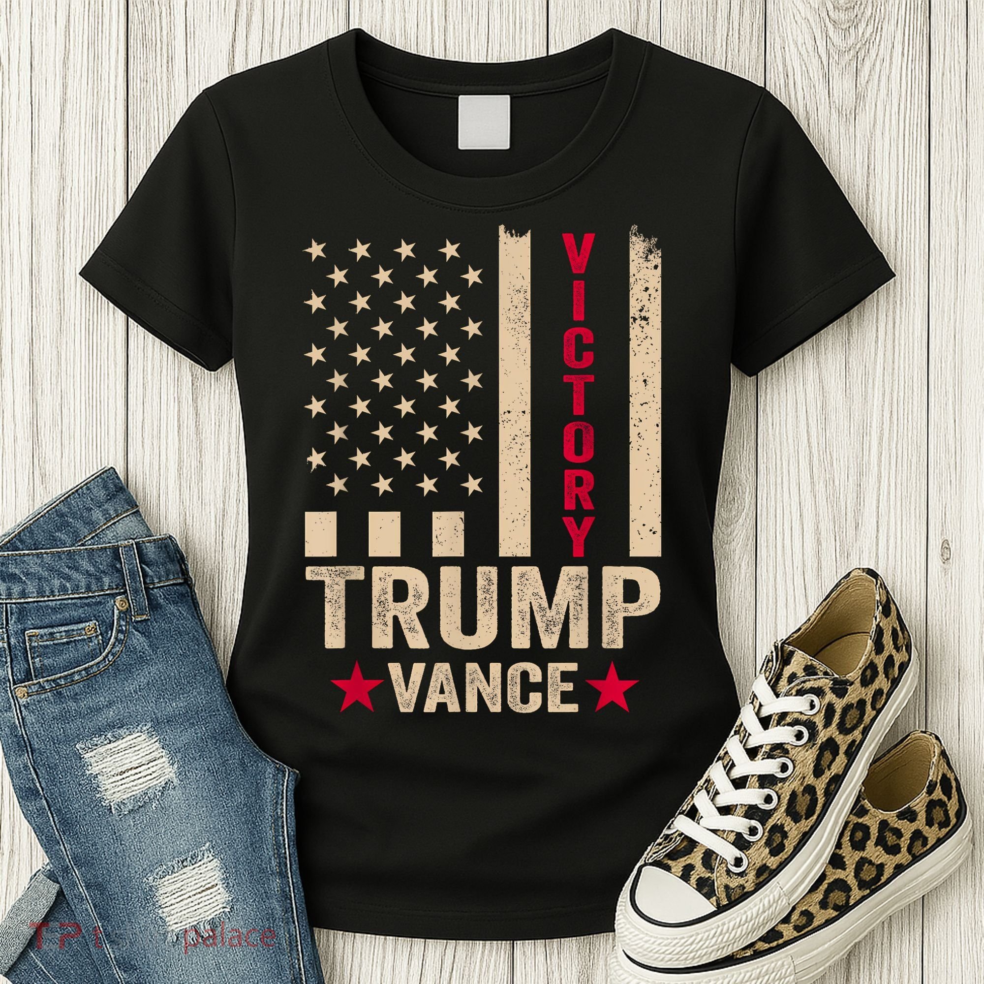 Trump 2024 Flag Victory J.D.Vance President 47 Trump Won Women's T-Shirt