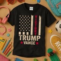 Trump 2024 Flag Victory J.D.Vance President 47 Trump Won Kids T-Shirt thumb 3