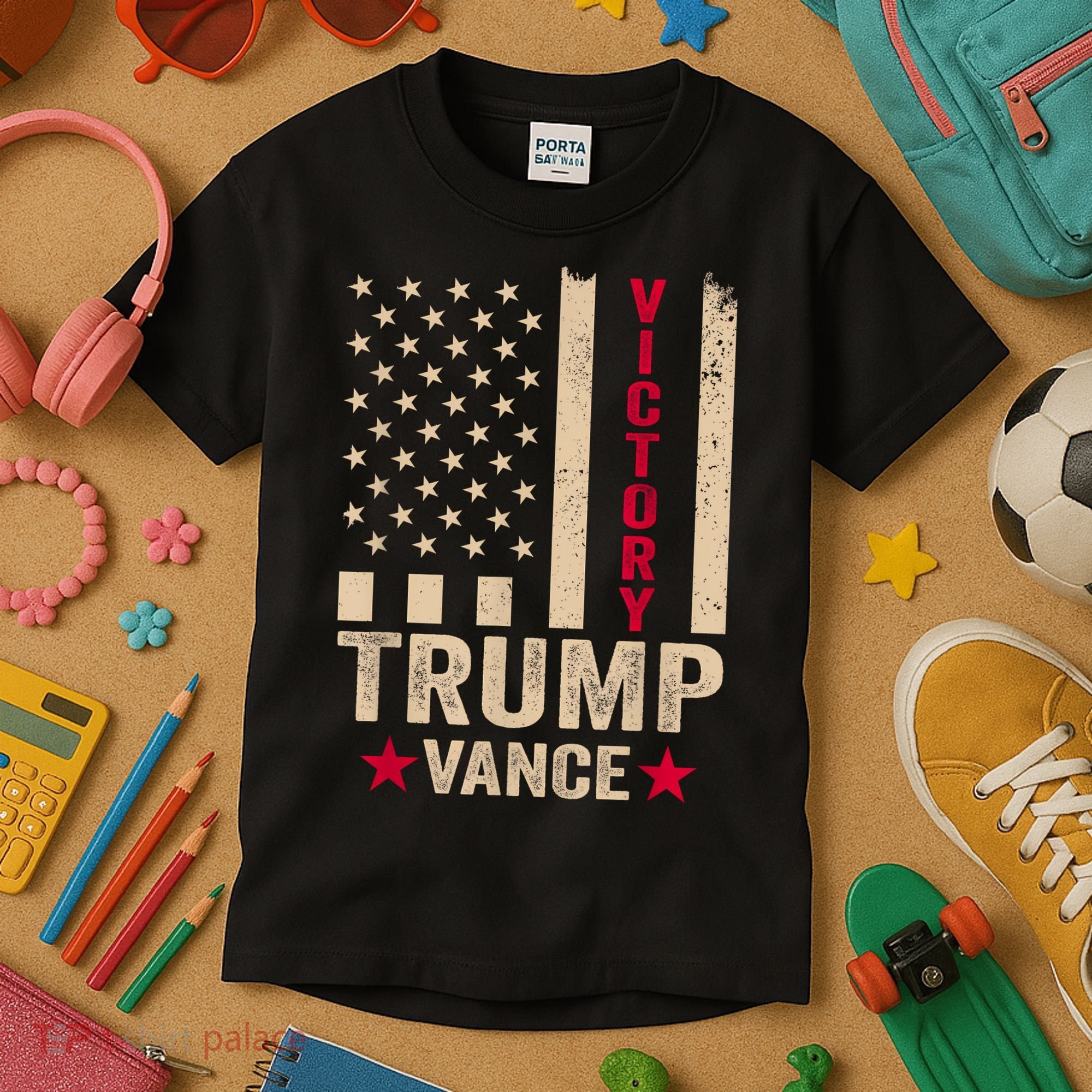 Trump 2024 Flag Victory J.D.Vance President 47 Trump Won Kids T-Shirt