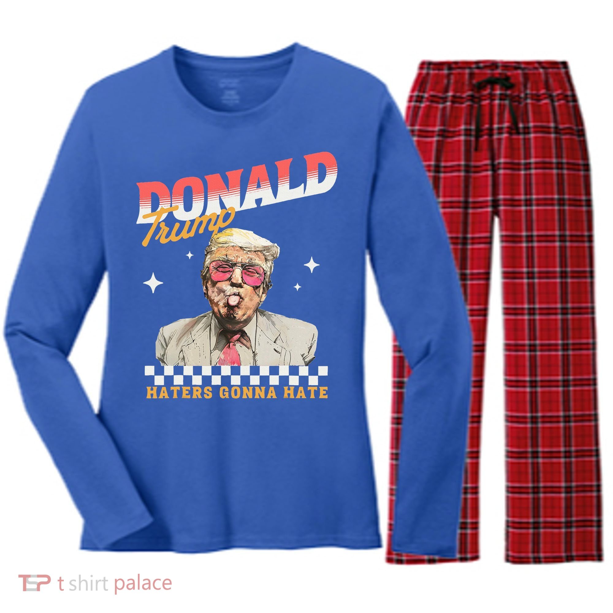 Trump 2024 Haters Gonna Hate Women's Long Sleeve Flannel Pajama Set 