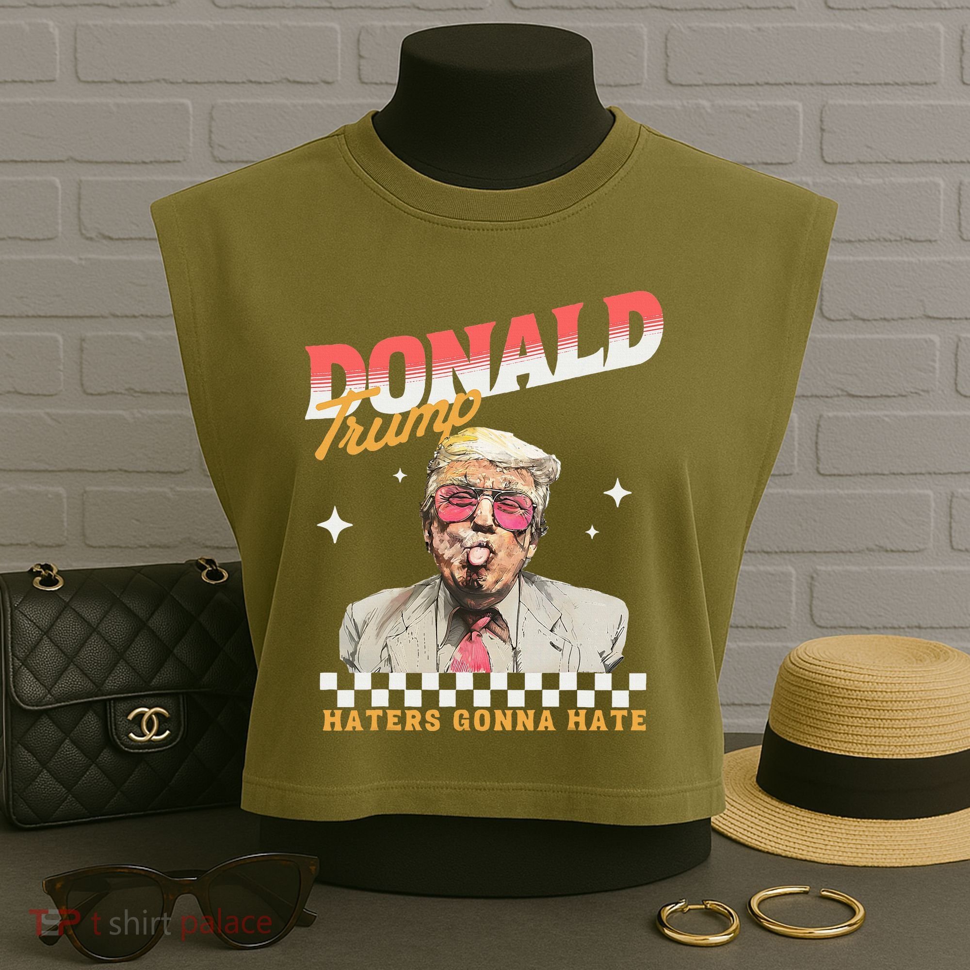 Trump 2024 Haters Gonna Hate Garment-Dyed Women's Muscle Tee