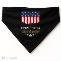 Trump 2024 Lets Go Brandon U.S Flag USA-Made Doggie Bandana thumb 0