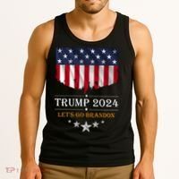 Trump 2024 Lets Go Brandon U.S Flag Tank Top thumb 3