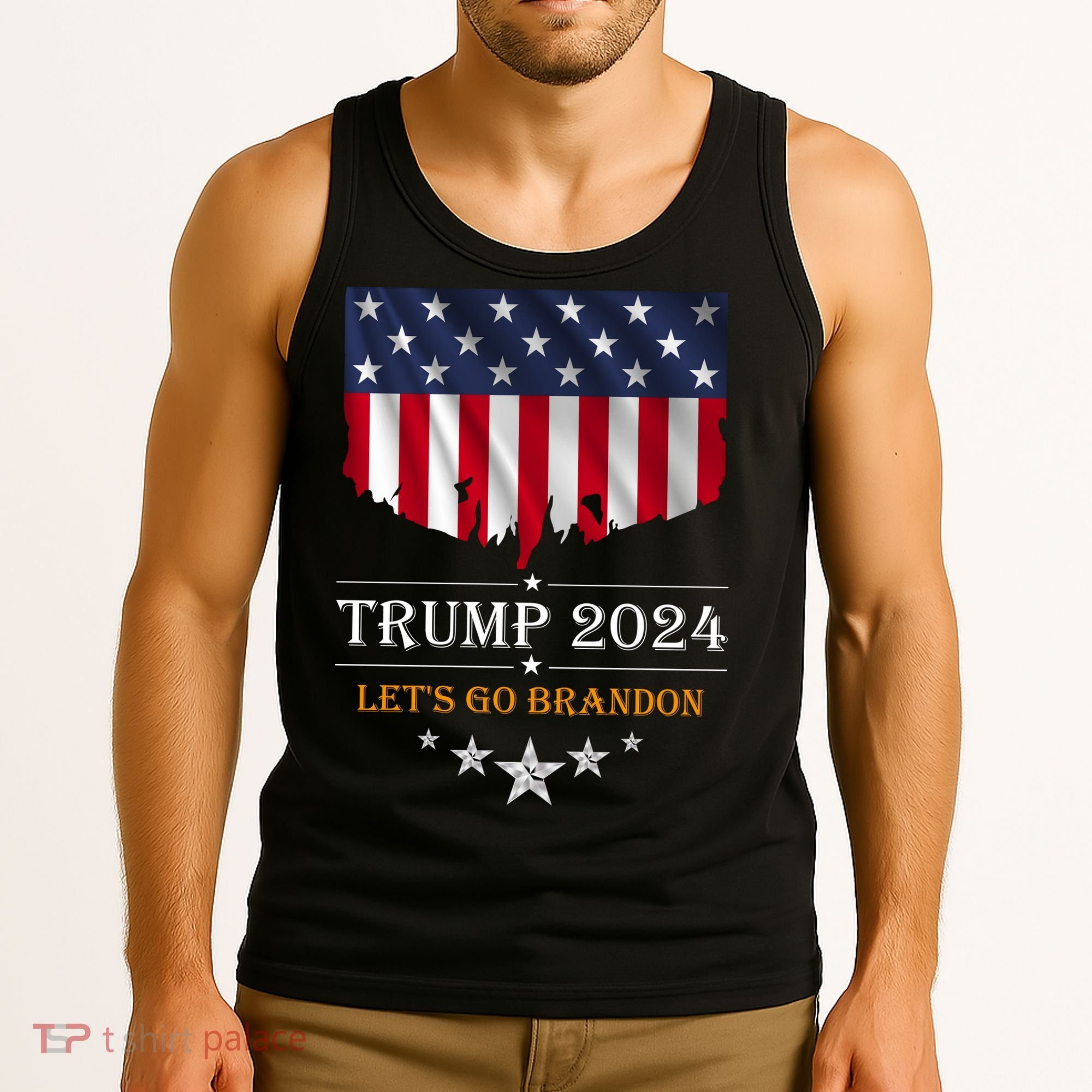 Trump 2024 Lets Go Brandon U.S Flag Tank Top