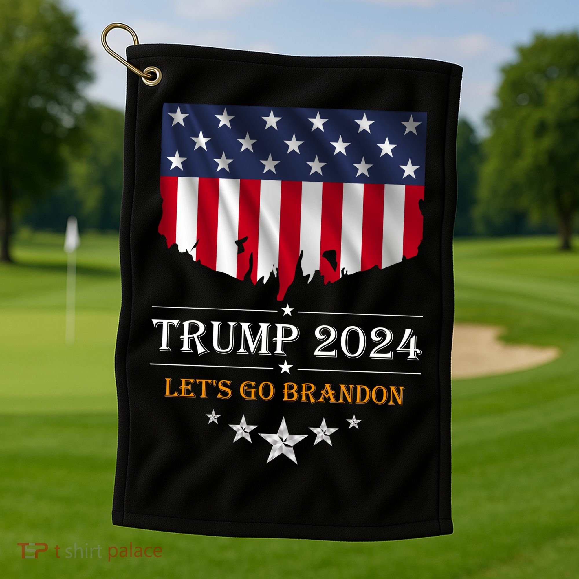 Trump 2024 Lets Go Brandon U.S Flag Golf Towel